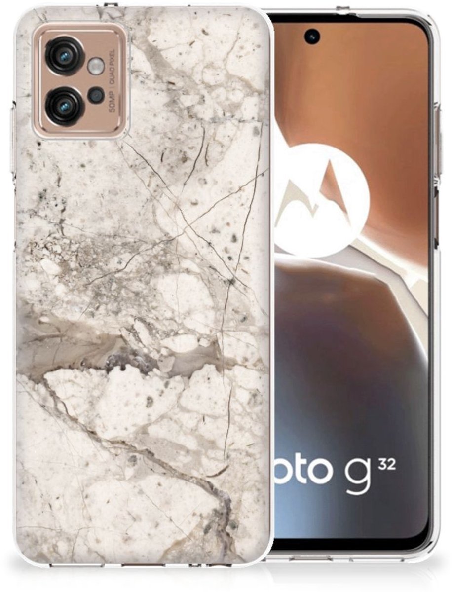 Motorola Moto G32 TPU Siliconen Hoesje Marmer Beige