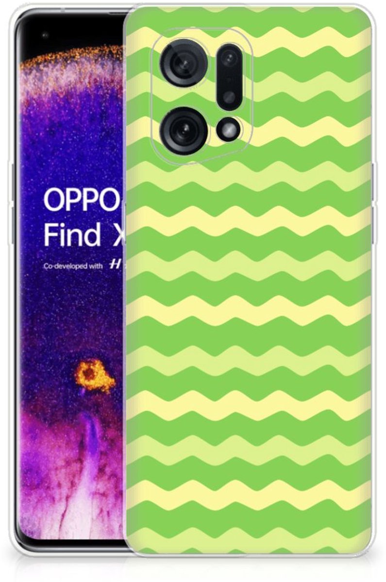 Back Cover voor OPPO Find X5 TPU bumper Waves Green