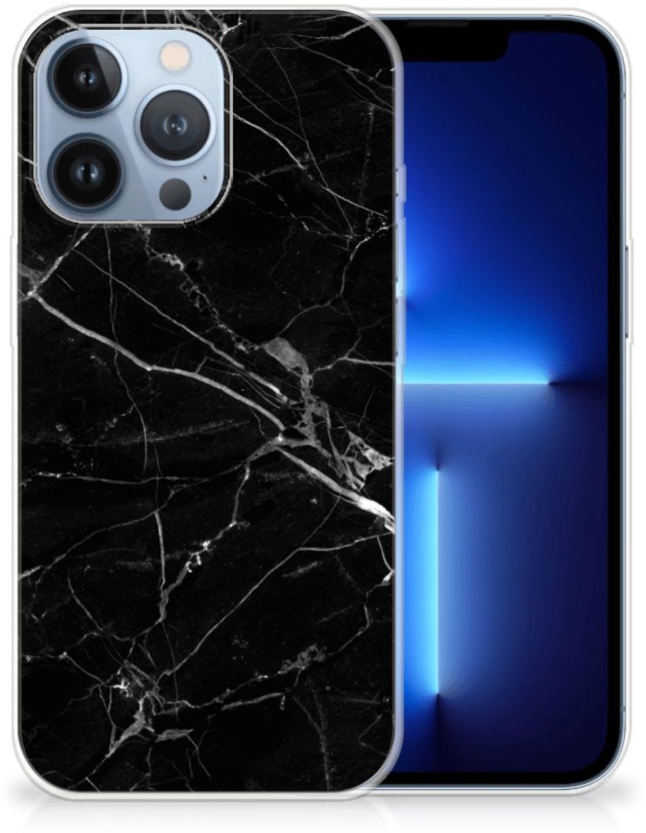 Apple iPhone 13 Pro TPU Siliconen Hoesje Marmer Zwart - Origineel Cadeau Vader