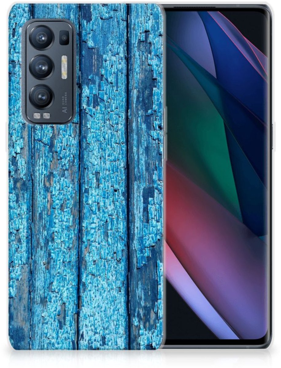OPPO Find X3 Neo Bumper Hoesje Wood Blue
