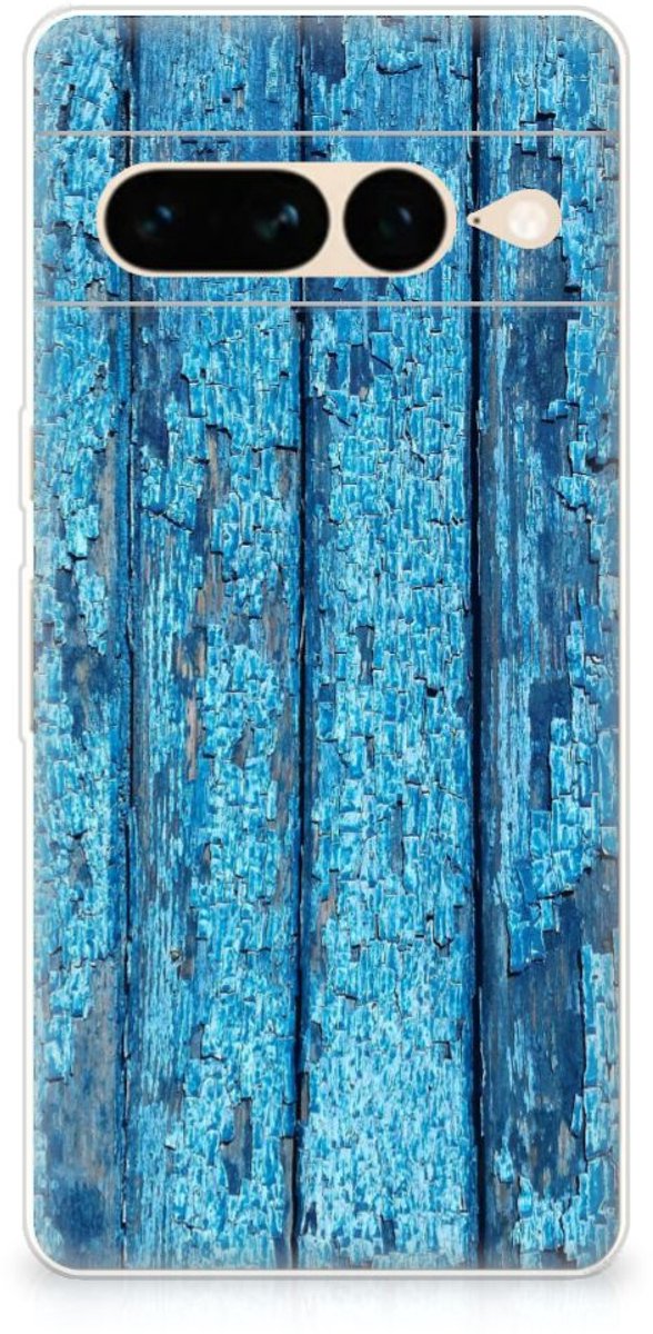 Google Pixel 7 Pro Bumper Hoesje Wood Blue