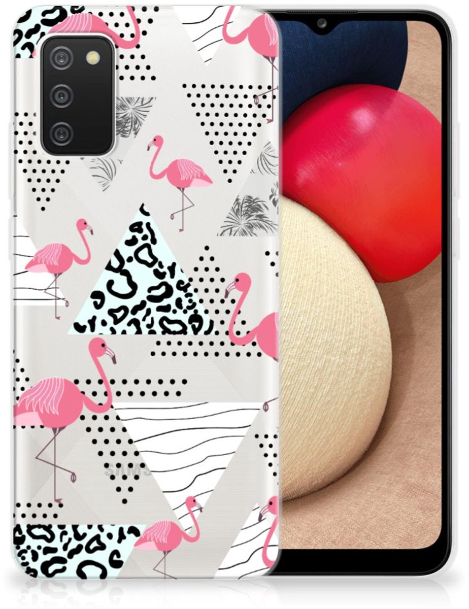 Samsung Galaxy A02s TPU Hoesje Flamingo Triangle