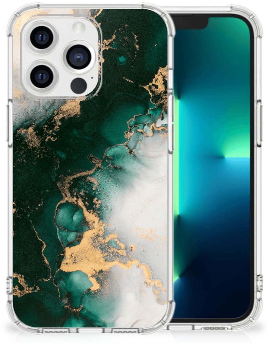 Anti-Shock Hoesje voor Apple iPhone 13 Pro Marmer Groen