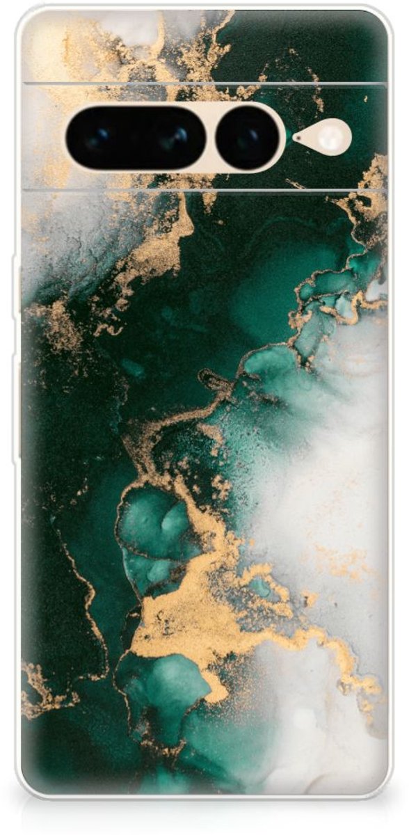 TPU Siliconen Hoesje voor Google Pixel 7 Pro Marmer Groen