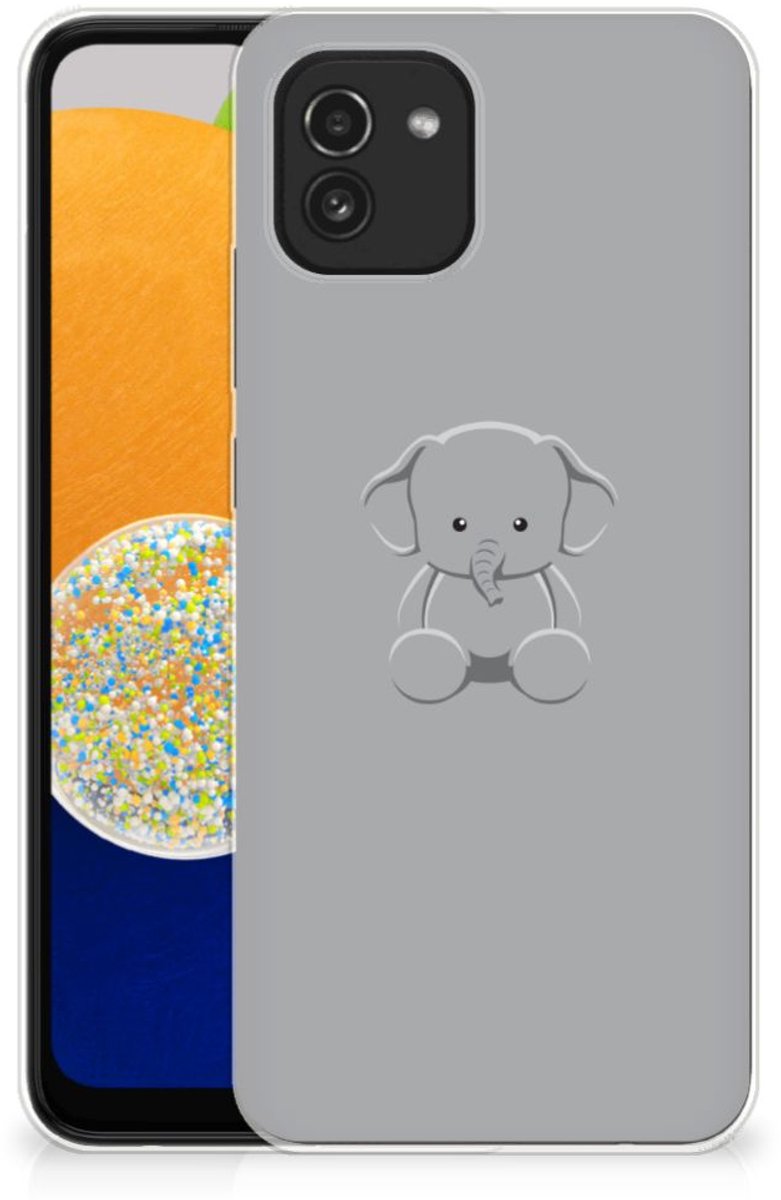 Samsung Galaxy A03 Telefoonhoesje met Naam Grijs Baby Olifant