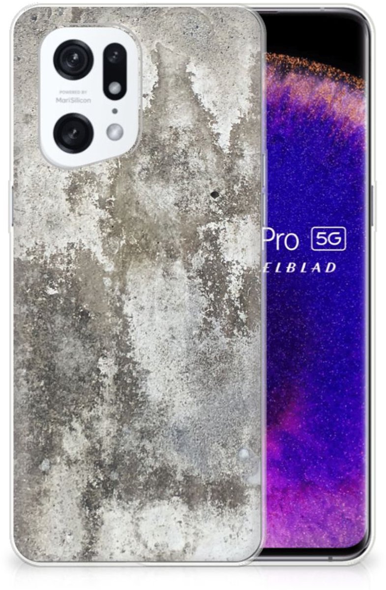 Back Cover voor OPPO Find X5 Pro TPU Siliconen Hoesje Beton Print