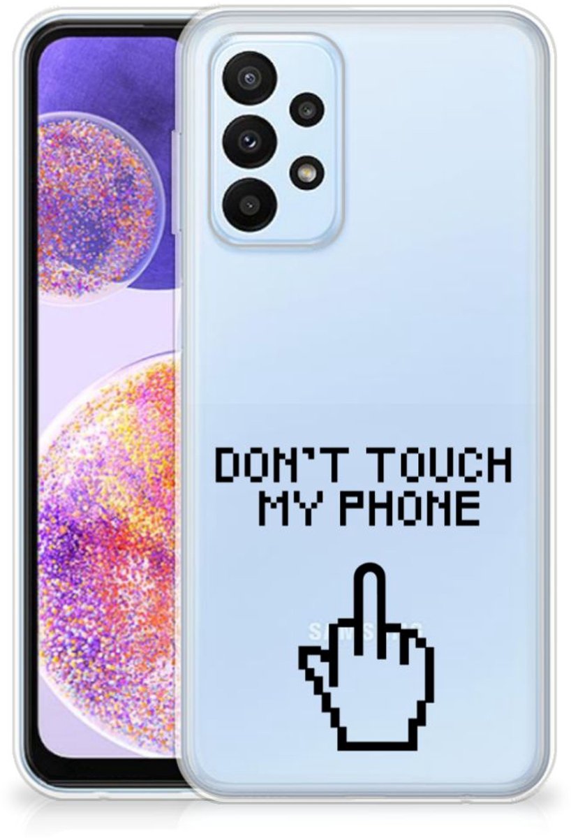 Samsung Galaxy A23 Silicone-hoesje Finger Don't Touch My Phone