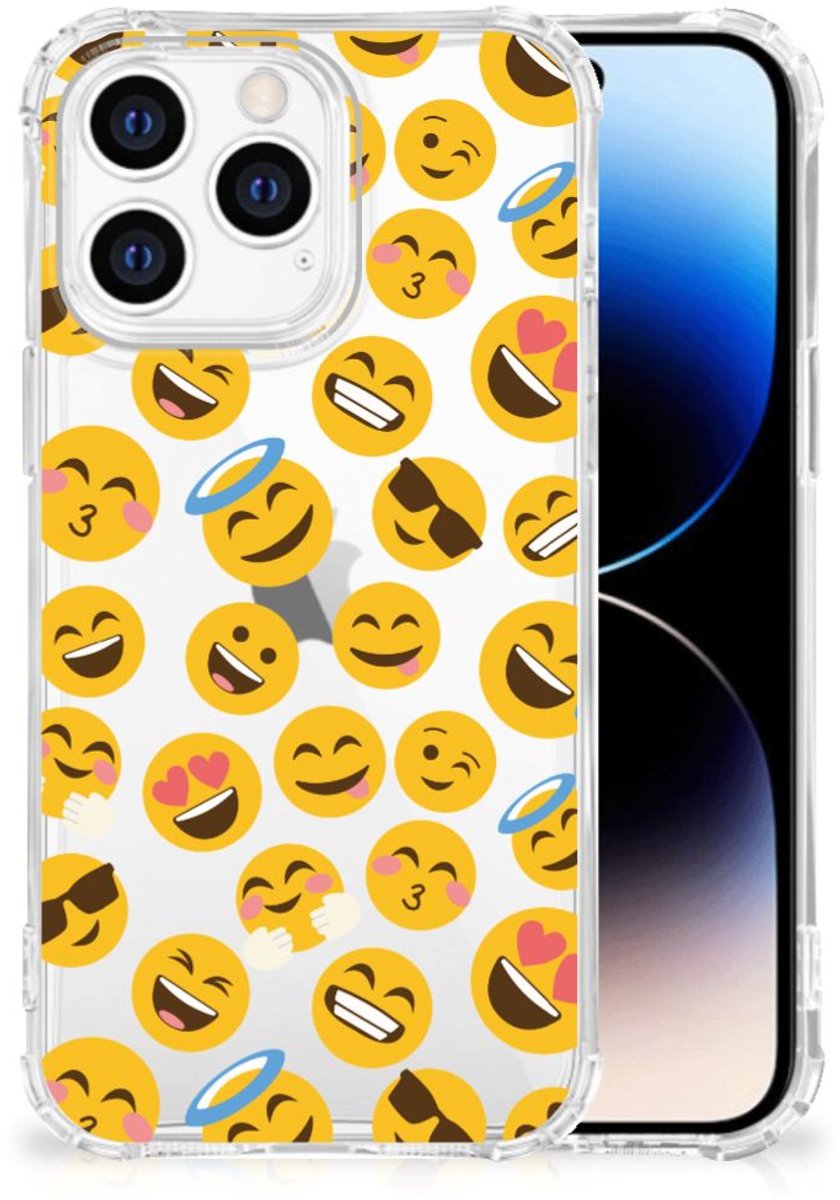 iPhone 14 Pro Doorzichtige Silicone Hoesje Emoji
