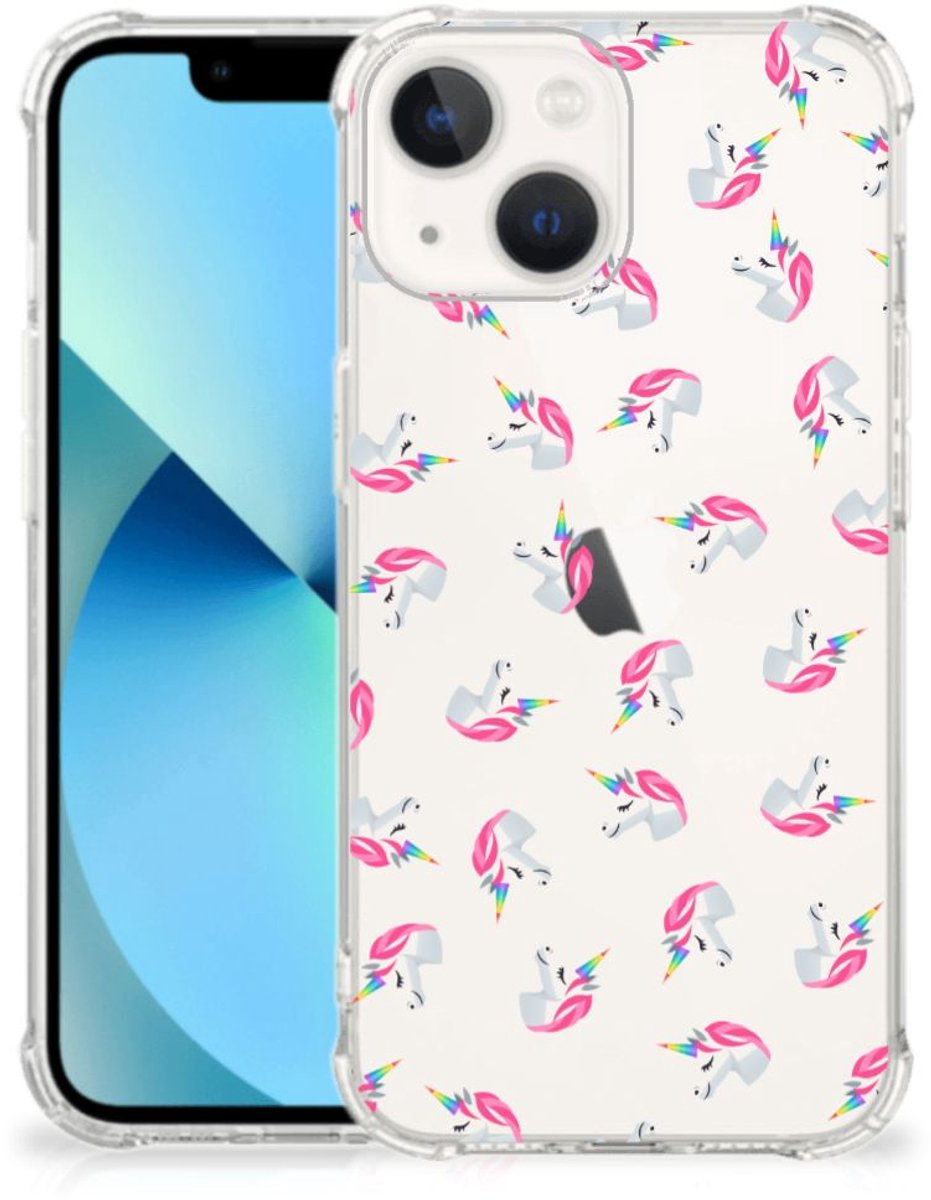 Doorzichtige Silicone Hoesje voor iPhone 13 mini Unicorns