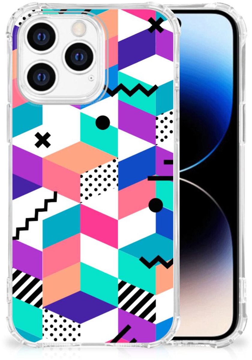 iPhone 14 Pro Shockproof Case Blokken Kleurrijk