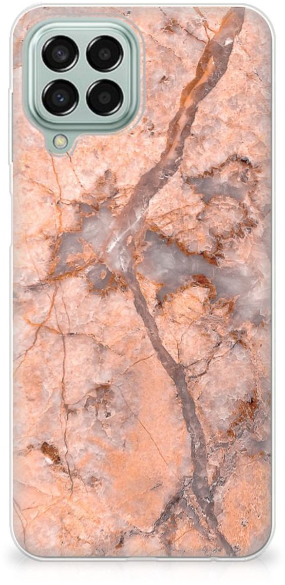 Samsung Galaxy M33 TPU Siliconen Hoesje Marmer Oranje