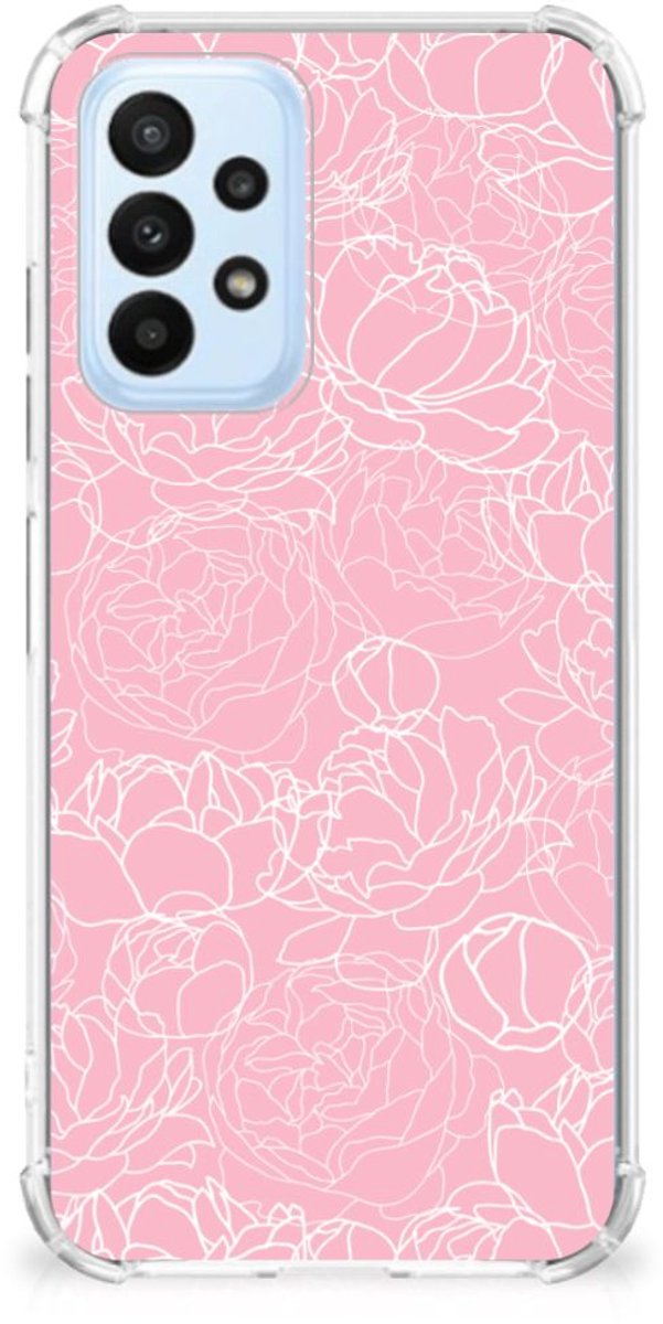 TPU Case Anti-Shock voor Samsung Galaxy A23 Case White Flowers