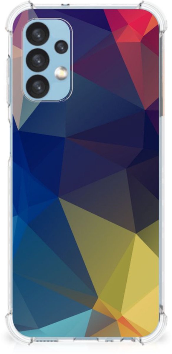 Back Cover voor Samsung Galaxy A13 (4G) Shockproof Case Polygon Dark