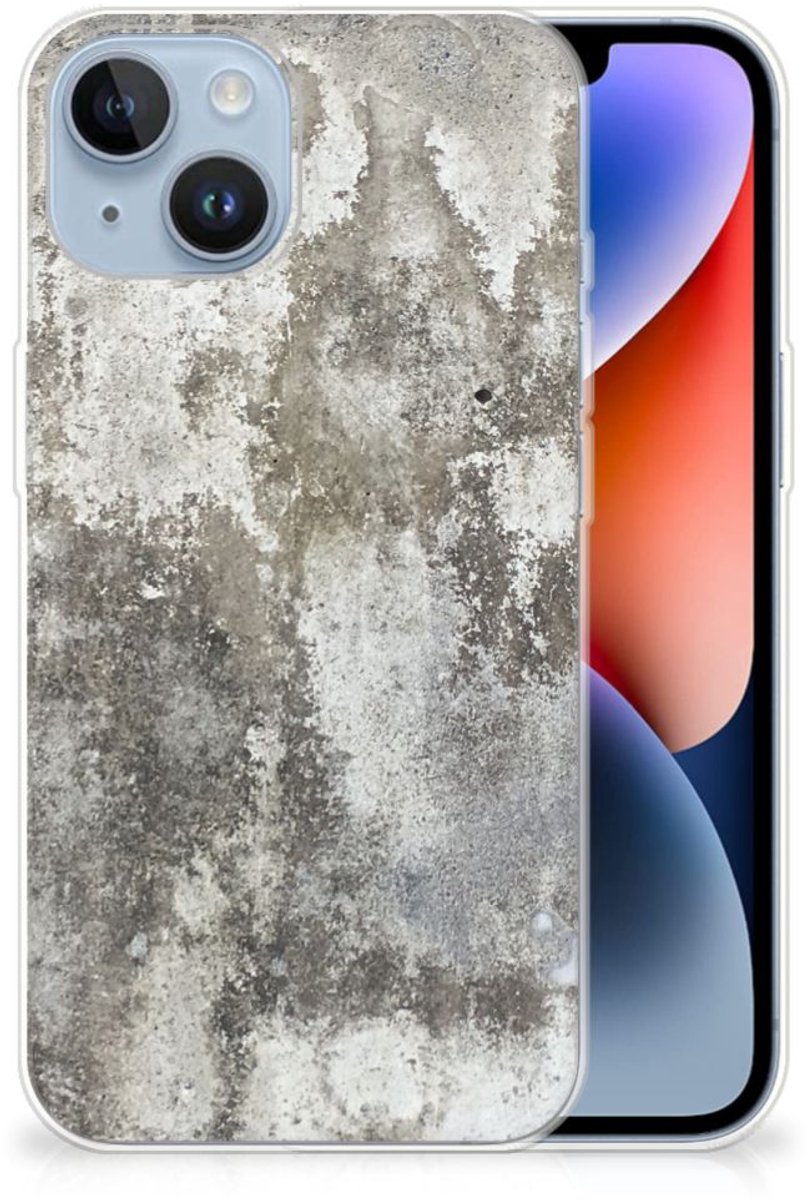 Apple iPhone 14 TPU Siliconen Hoesje Beton Print