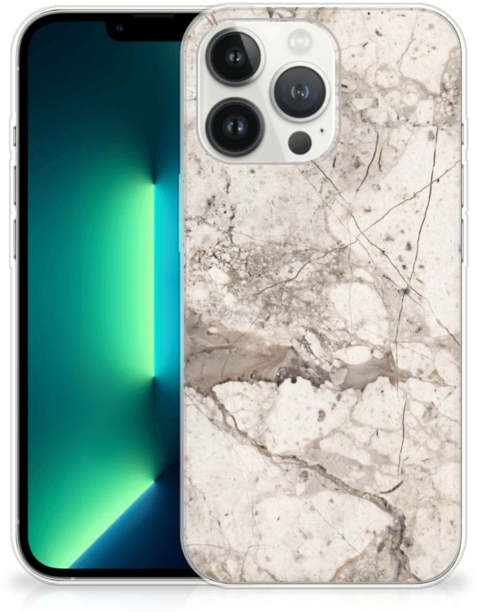 iPhone 13 Pro Max TPU Siliconen Hoesje Marmer Beige