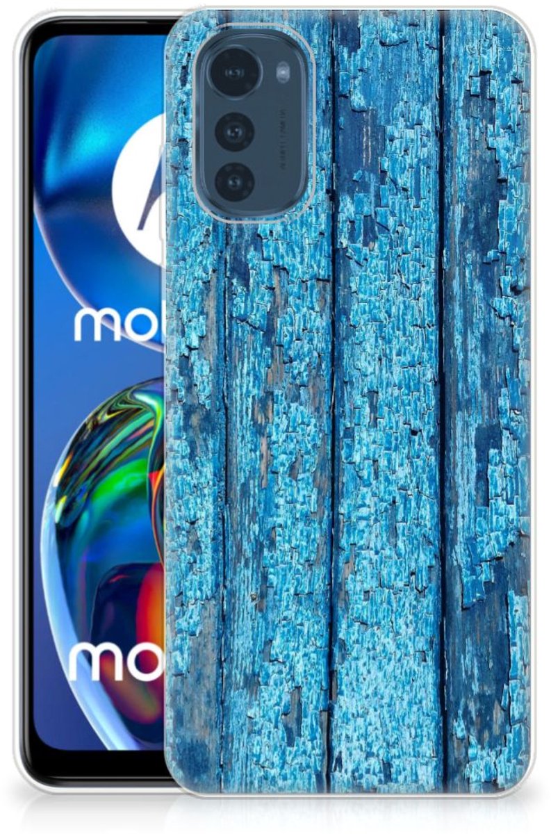 Motorola Moto E32/E32s Bumper Hoesje Wood Blue