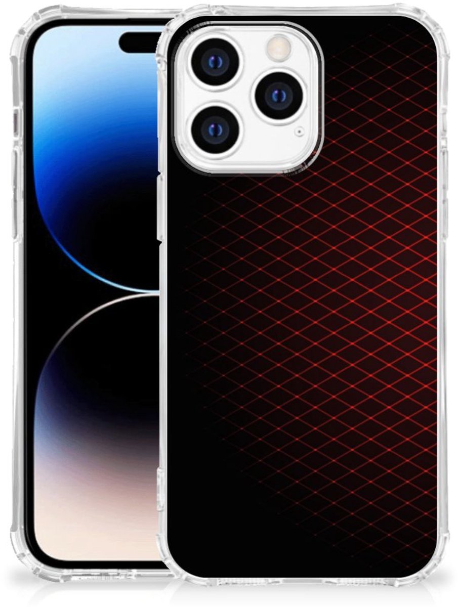 Back Cover voor Apple iPhone 14 Pro Max Doorzichtige Silicone Hoesje Geruit Rood