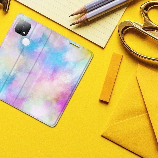 Bookcase Personnaliser OPPO A15 Etui Téléphone Aquarelle Lumière