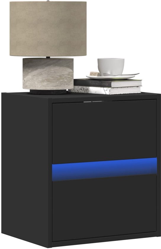 HEXCELEN Nachtkastjes, Set van 2, Smalle Nachtkastjes met LED Verlichting, Kleine Smalle Bijzettafels met 2 Laden en 1 Open Ruimte, Bijzettafel, voor Slaapkamer, Woonkamer, Modern, Wit
