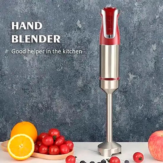 Royalty Line® ESMS800 Staafmixer - 3 in 1 Staafmixer Set - 800W - RVS - Hakmolen - Blender - Handmixer - Garde Met Snelheidsinstellingen - RVS / Rood van Royalty Line — afbeelding 5