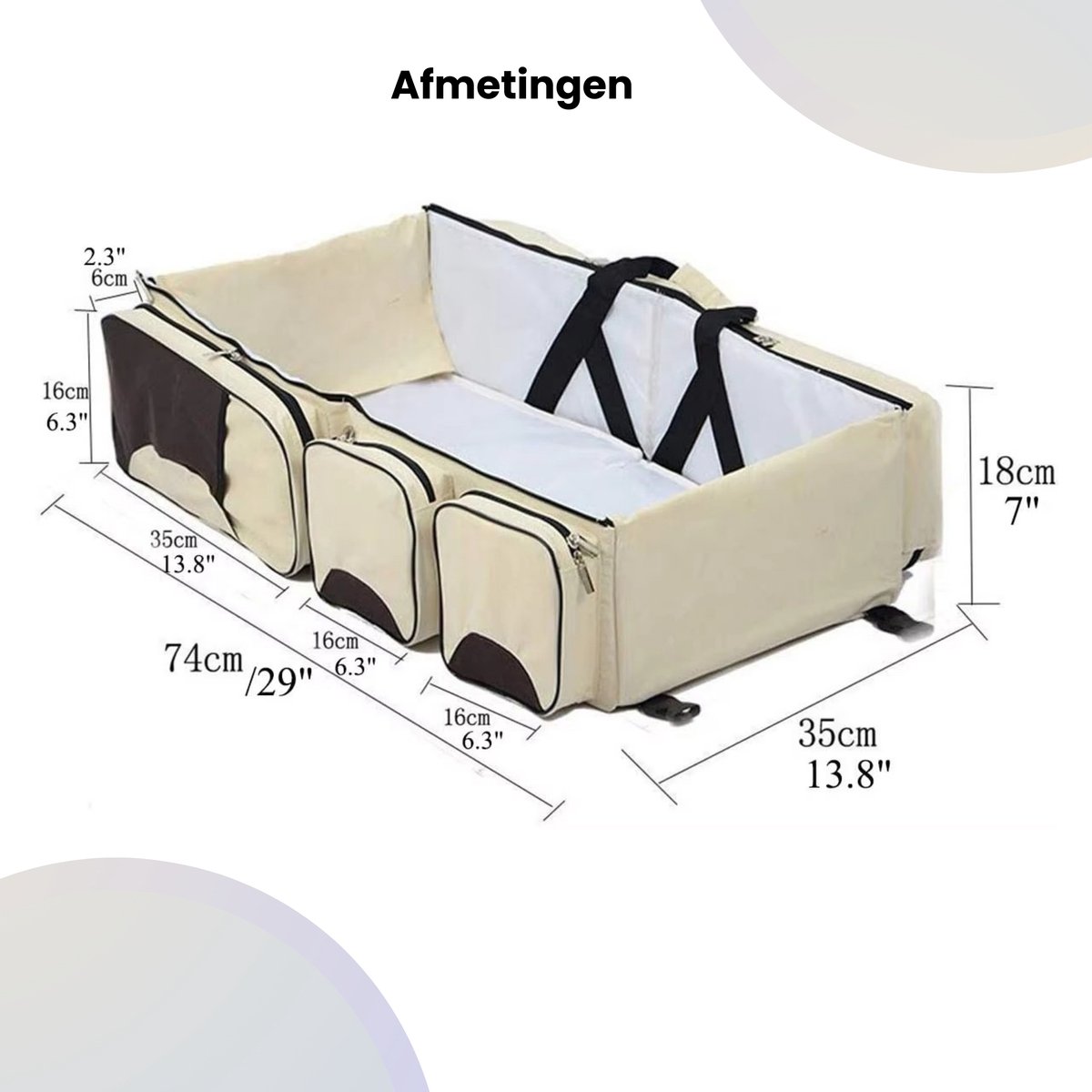 Verzorgingstas Baby - Aankleedkussen met Uitklapbaar Bed - 3 in 1 Luiertas Rugzak - Babybed - Verschoonmand - Mombag - Verschoonkussen - Luiertassen - Babyspullen - Beige - Rugzak - Rugtas - Rugzak Dames - Rugzak Meisje - Rugzakken - Verzorgingstas – foto 5
