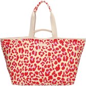 Zebra Trends Richelle Strandtas XL - Ritssluiting - Schoudertas - Ritsvak - Shopper - Zomertas - Luipaardprint rood