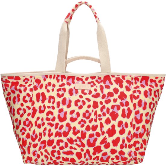 Zebra Trends Richelle Strandtas - Ritssluiting - Schoudertas - Ritsvak - Shopper - Zomertas - Beach - Luipaardprint rood