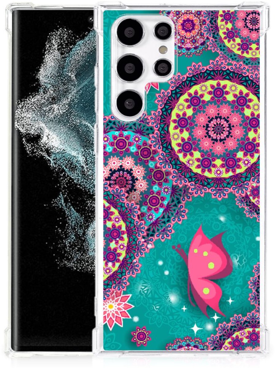 Samsung Galaxy S22 Ultra Back Cover Cirkels en Vlinders