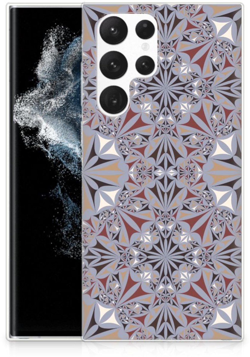 Samsung Galaxy S22 Ultra TPU Siliconen Hoesje Flower Tiles