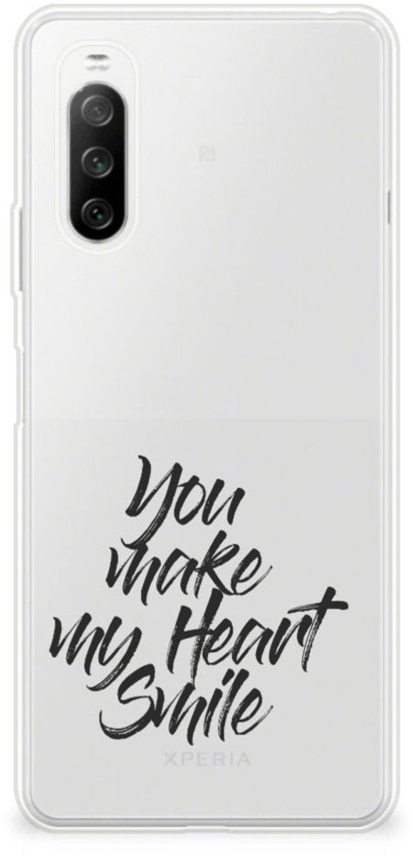 Back Cover voor Sony Xperia 10 III Siliconen hoesje met naam Heart Smile