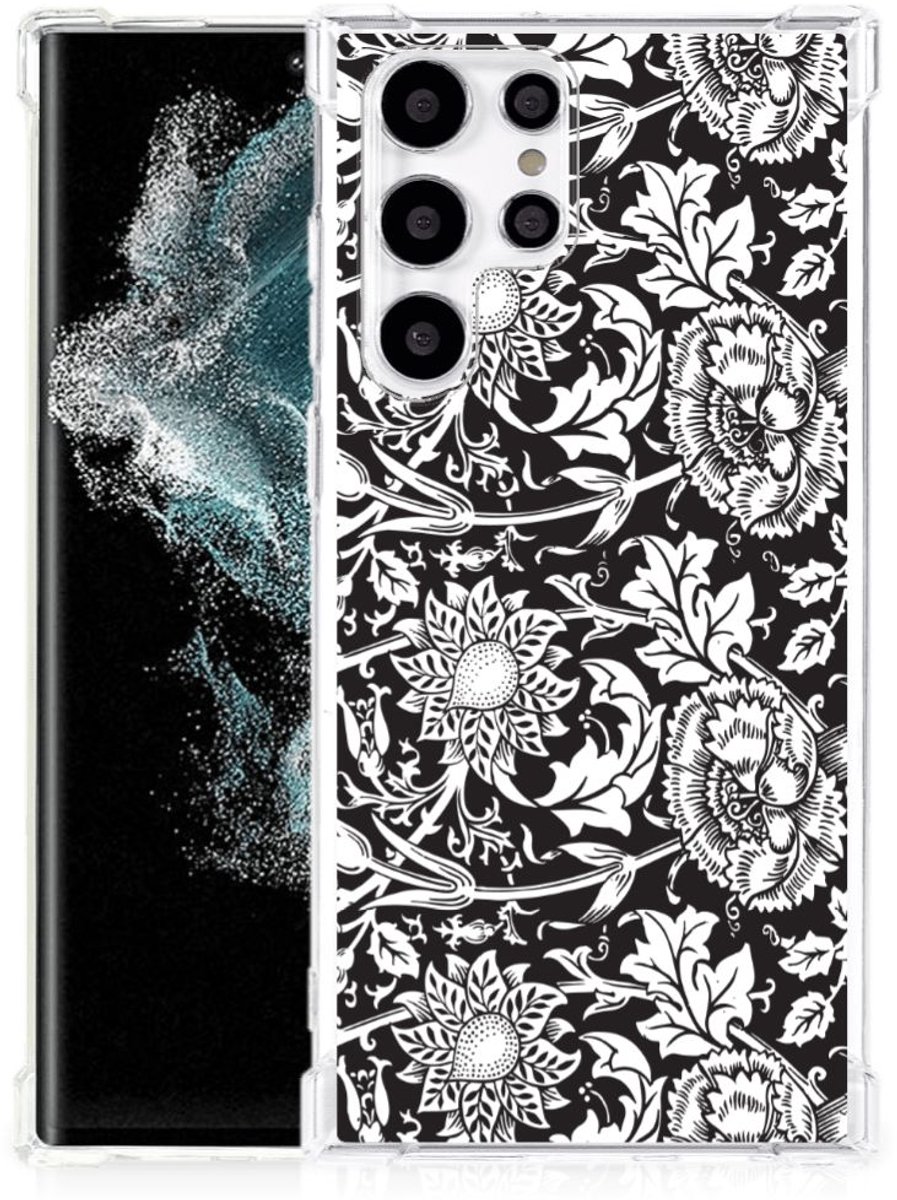 Samsung Galaxy S22 Ultra Case Black Flowers
