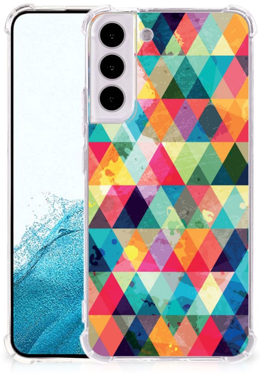 Samsung Galaxy S22 Plus Doorzichtige Silicone Hoesje Geruit