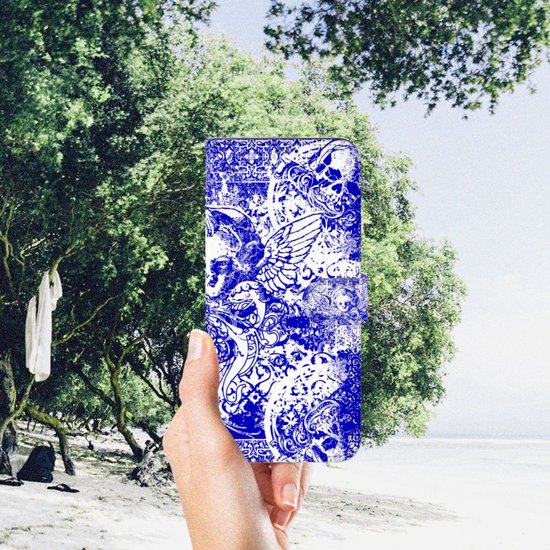 Book Style Case Coque Smartphone Nokia G50 Angel Skull Blue