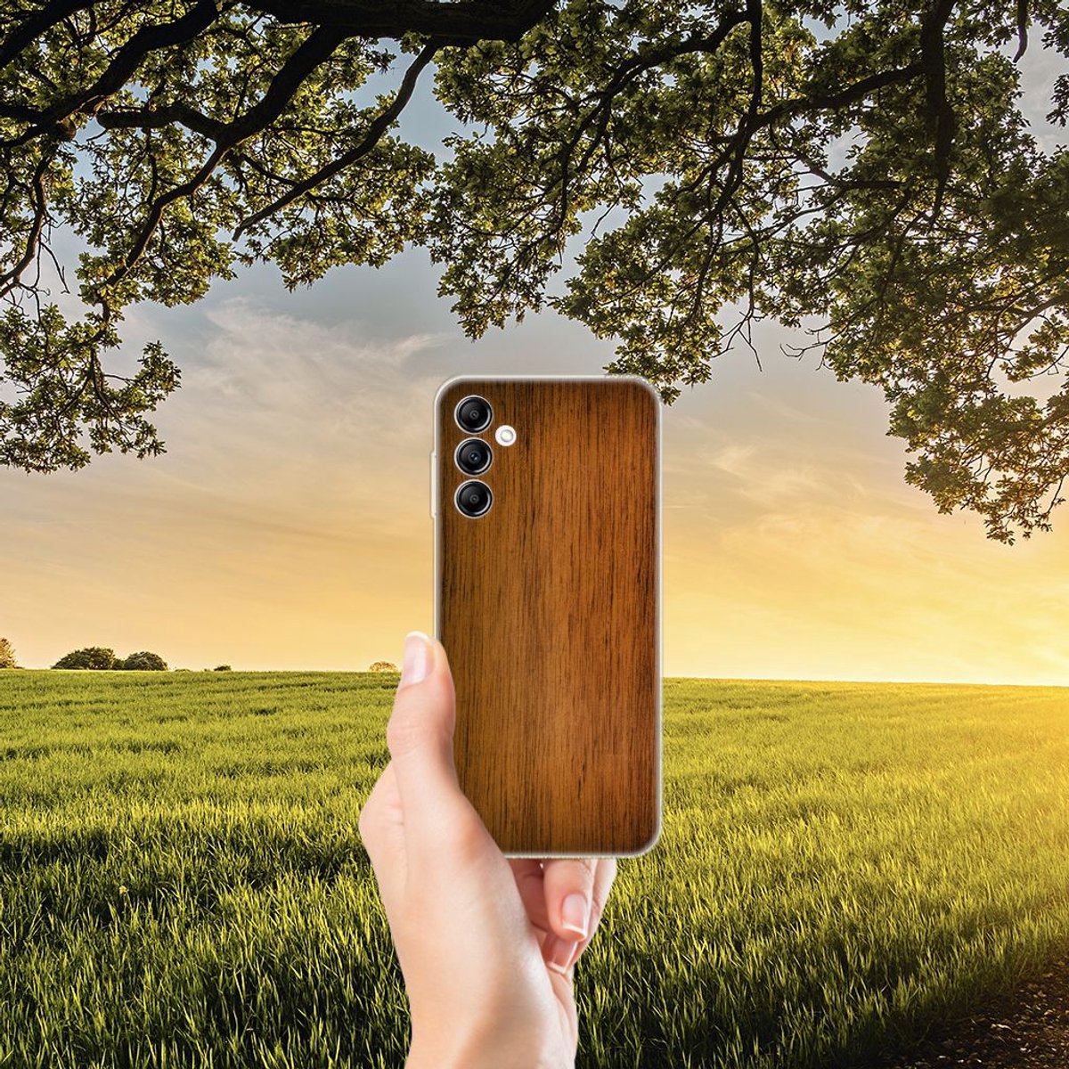Samsung Galaxy A14 5G Bumper Hoesje Donker Hout