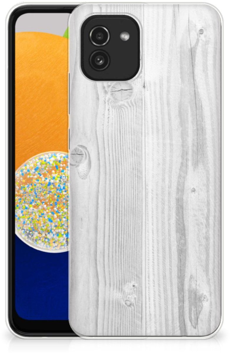 Samsung Galaxy A03 Bumper Hoesje White Wood