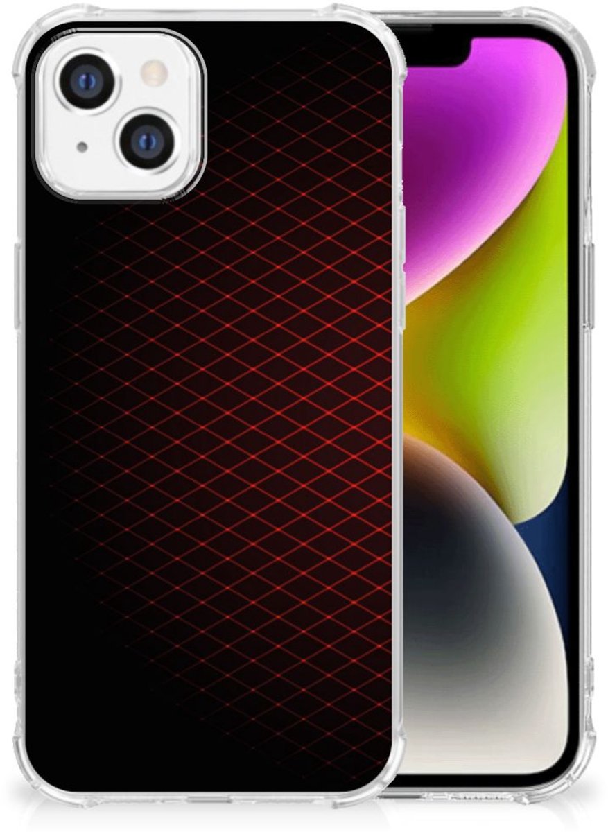 iPhone 14 Doorzichtige Silicone Hoesje Geruit Rood