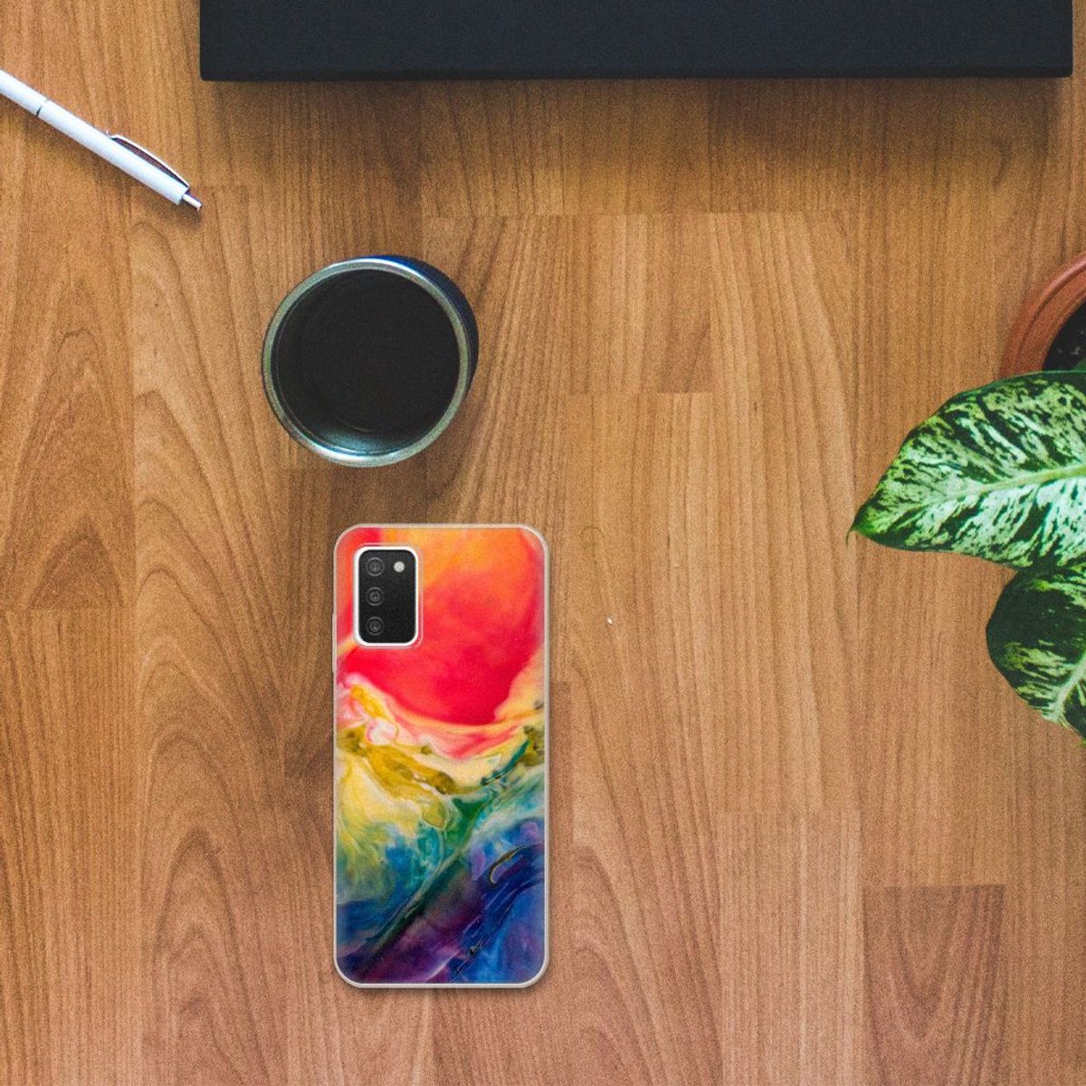 Hoesje maken Samsung Galaxy A03S Watercolor Dark