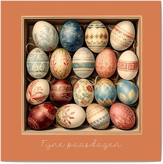 Carte de vœux carrée de Luxe Joyeuses Pasen - Carte de Pâques - 13,5 x 13,5 cm - carte pliée avec enveloppe colorée