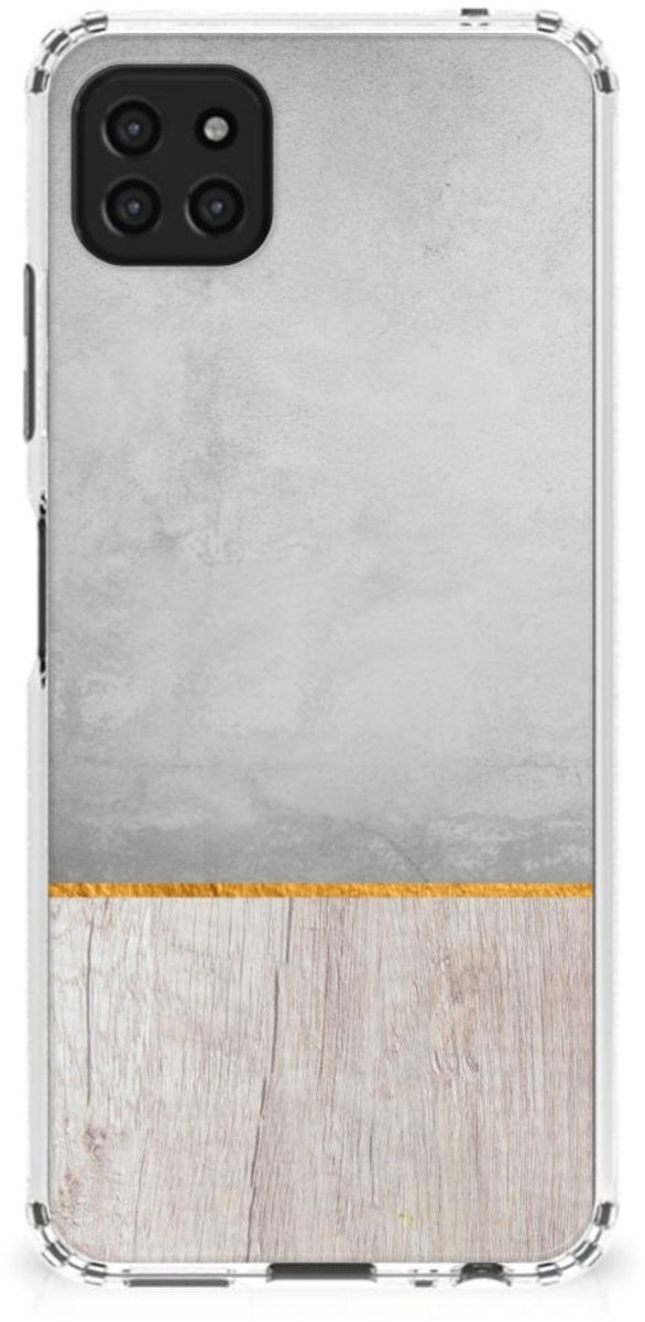 Samsung Galaxy A22 5G Stevig Telefoonhoesje Wood Concrete
