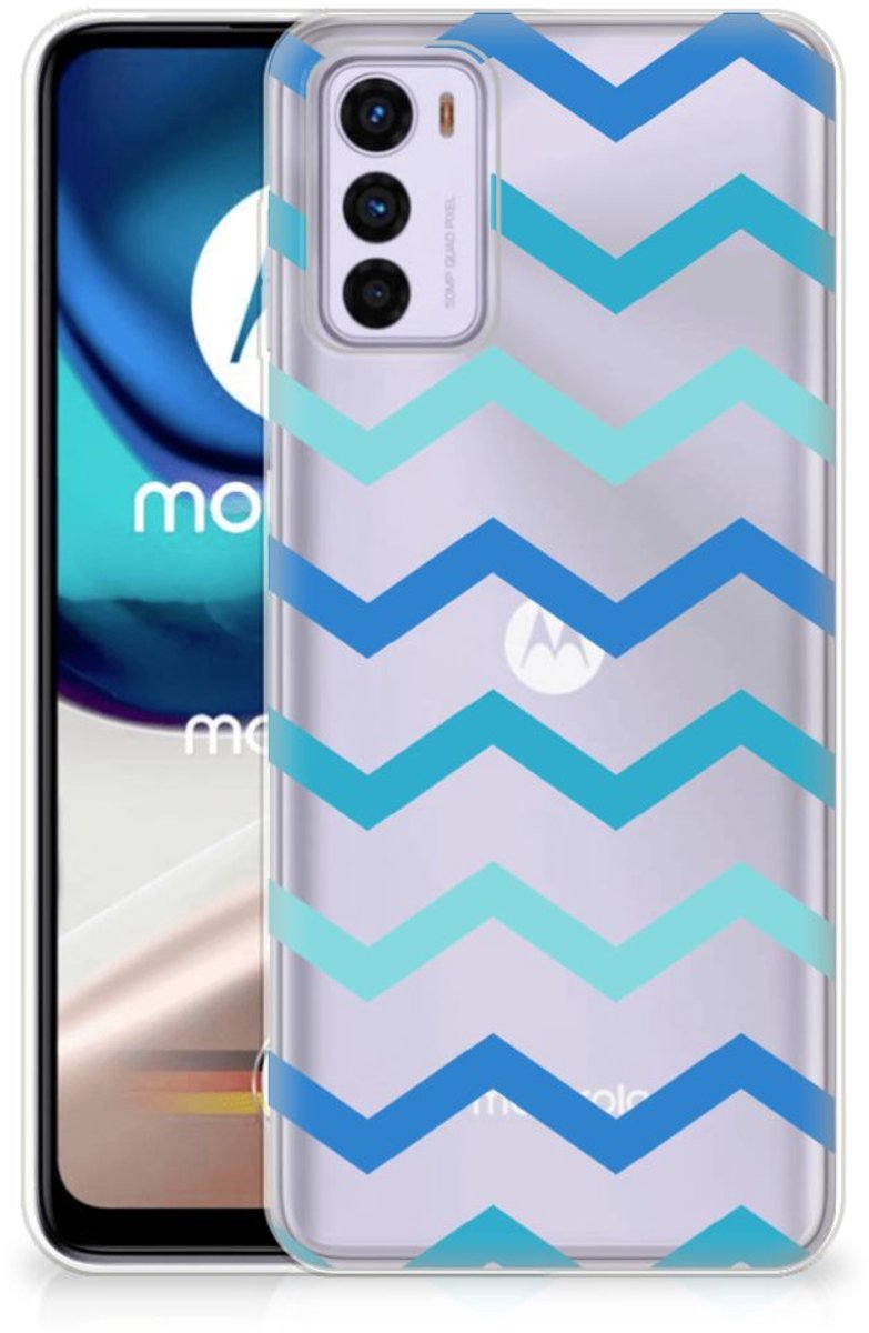 Motorola Moto G42 TPU bumper Zigzag Blauw