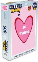 Puzzel Hart - Frans - Valentijn - Roze - Legpuzzel - Puzzel 500 stukjes