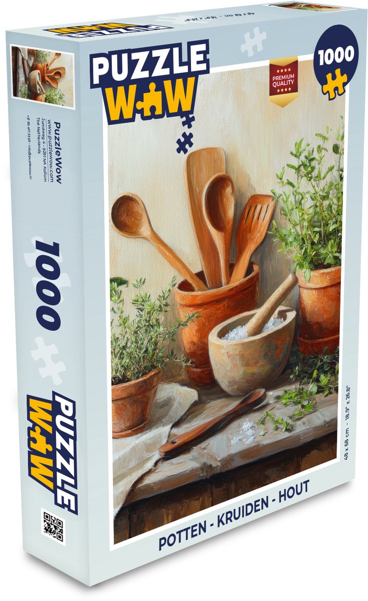 Puzzel Potten - Kruiden - Hout - Legpuzzel - Puzzel 1000 stukjes volwassenen