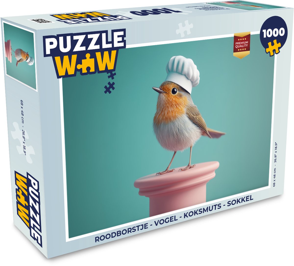 Puzzel Roodborstje - Vogel - Koksmuts - Sokkel - Legpuzzel - Puzzel 1000 stukjes volwassenen