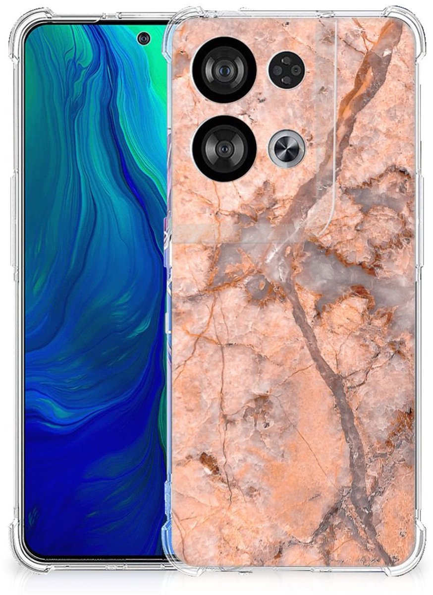 OPPO Reno8 Anti-Shock Hoesje Marmer Oranje