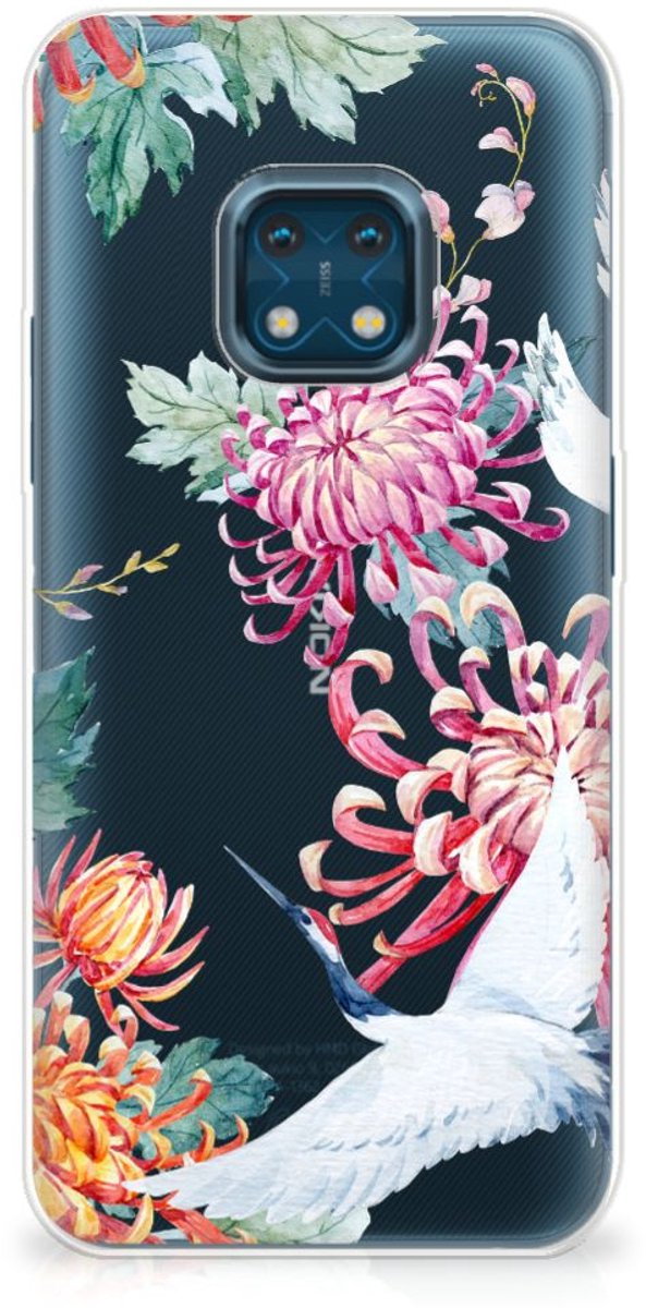 Nokia XR20 TPU Hoesje Bird Flowers
