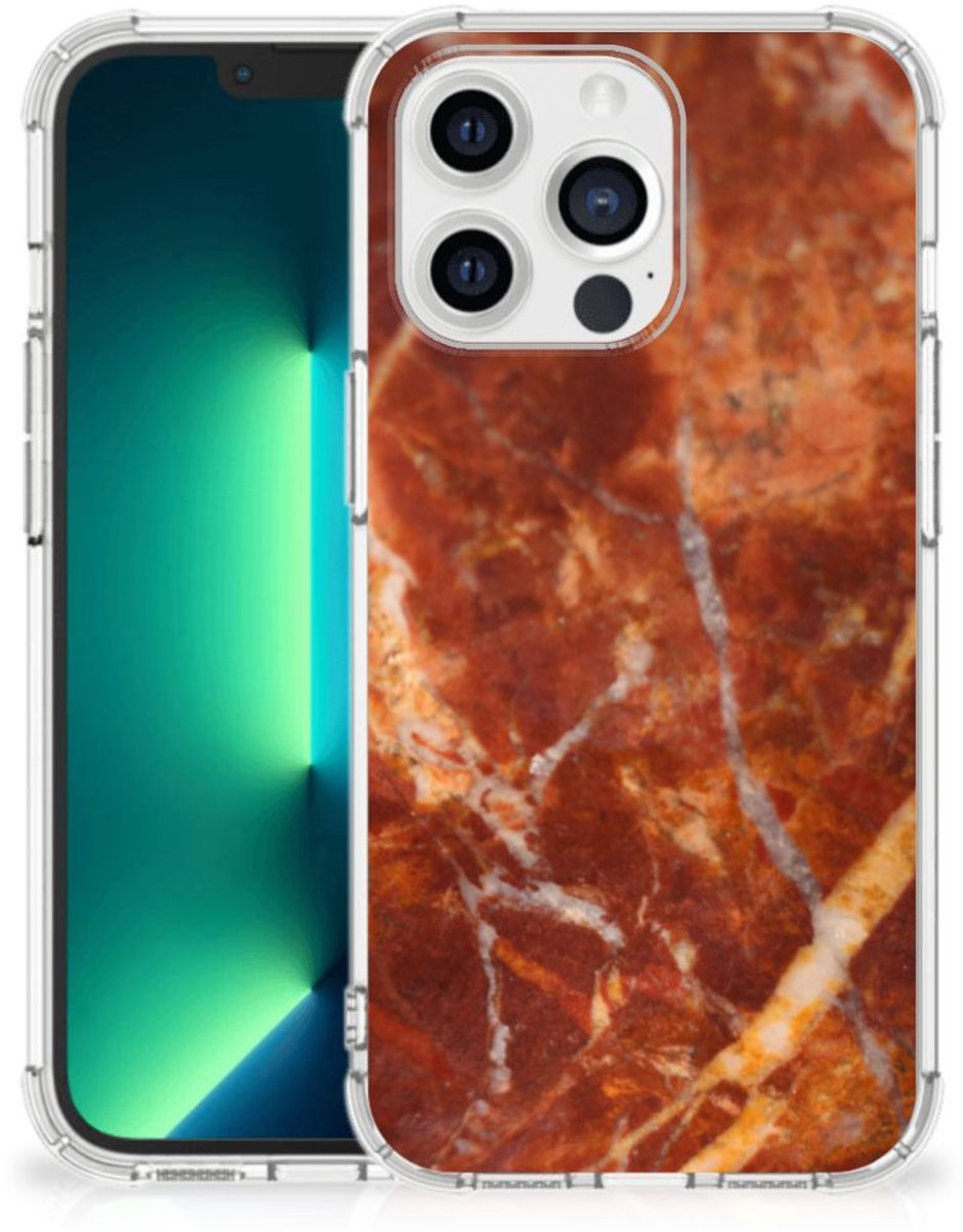 iPhone 13 Pro Max Anti-Shock Hoesje Marmer Bruin