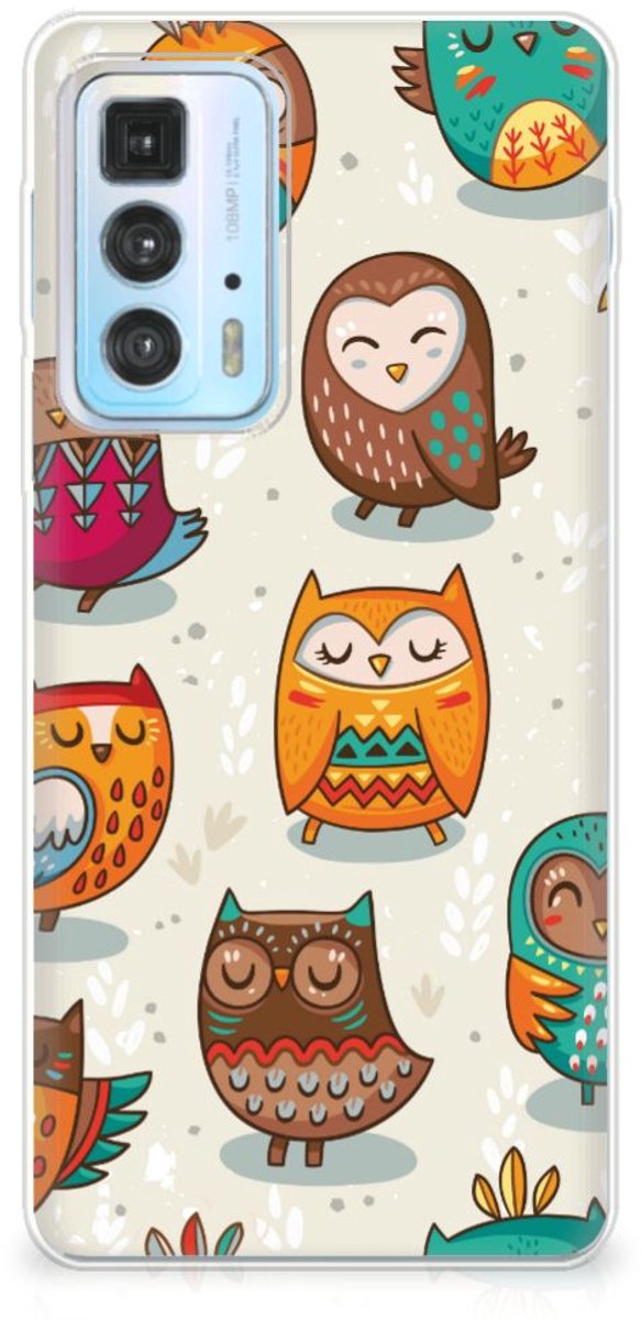 Motorola Edge 20 Pro TPU Hoesje Vrolijke Uilen