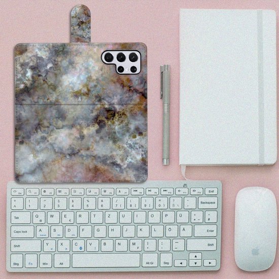 Étui pour téléphone portable Samsung Galaxy S22 Ultra Book Cover Marble Grijs