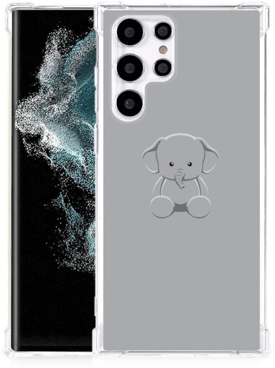 Samsung Galaxy S22 Ultra Stevig Bumper Hoesje Grijs Baby Olifant