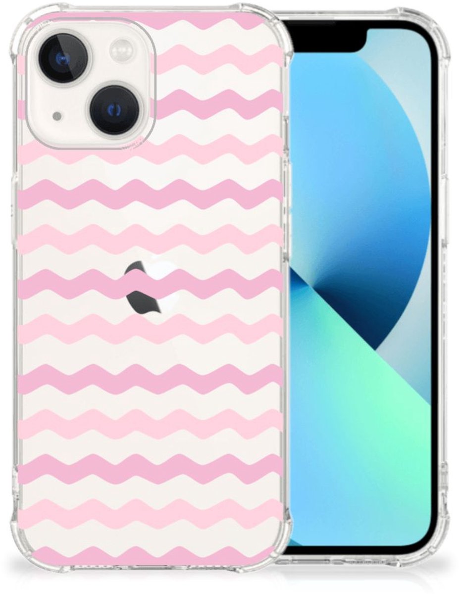 iPhone 13 Doorzichtige Silicone Hoesje Waves Roze